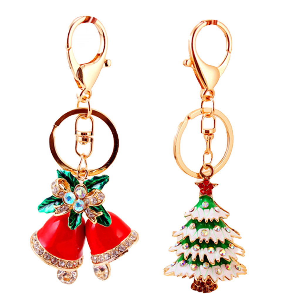 Art And Craft Xmas Tree - พวงกุญแจต้นคริสต์มาส 2 ชิ้น รูปทรงระฆัง ประดับตกแต่งอย่างประณีต ของตกแต่งเทศกาลคริสต์มาส