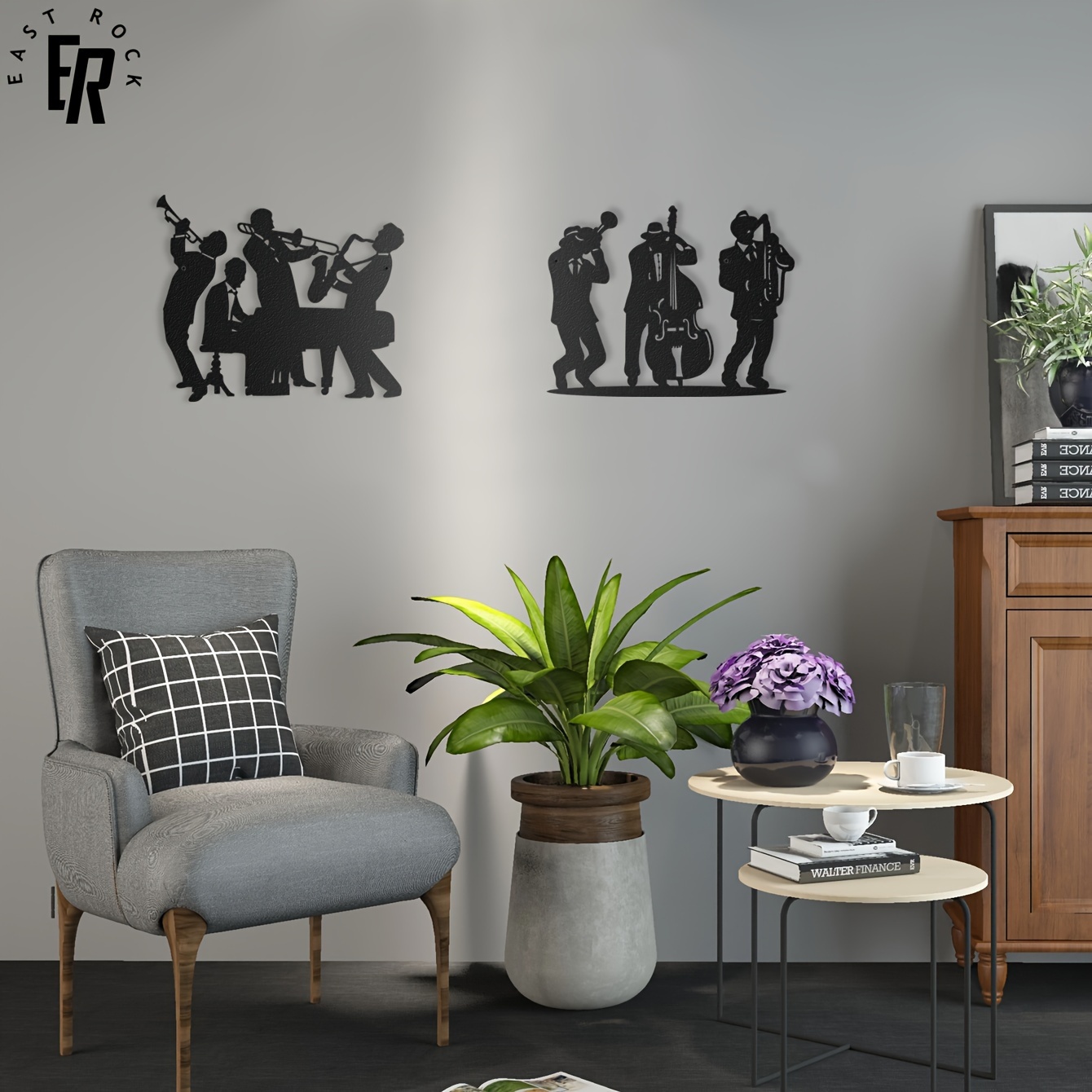 Art Craft Cafe - ของตกแต่งผนังรูปเงาดนตรีเมทัล | งานศิลปะแขวนผนังแนวแจ๊สแบนด์ | ของตกแต่งผนังบ้านและสวนภายในอาคาร |