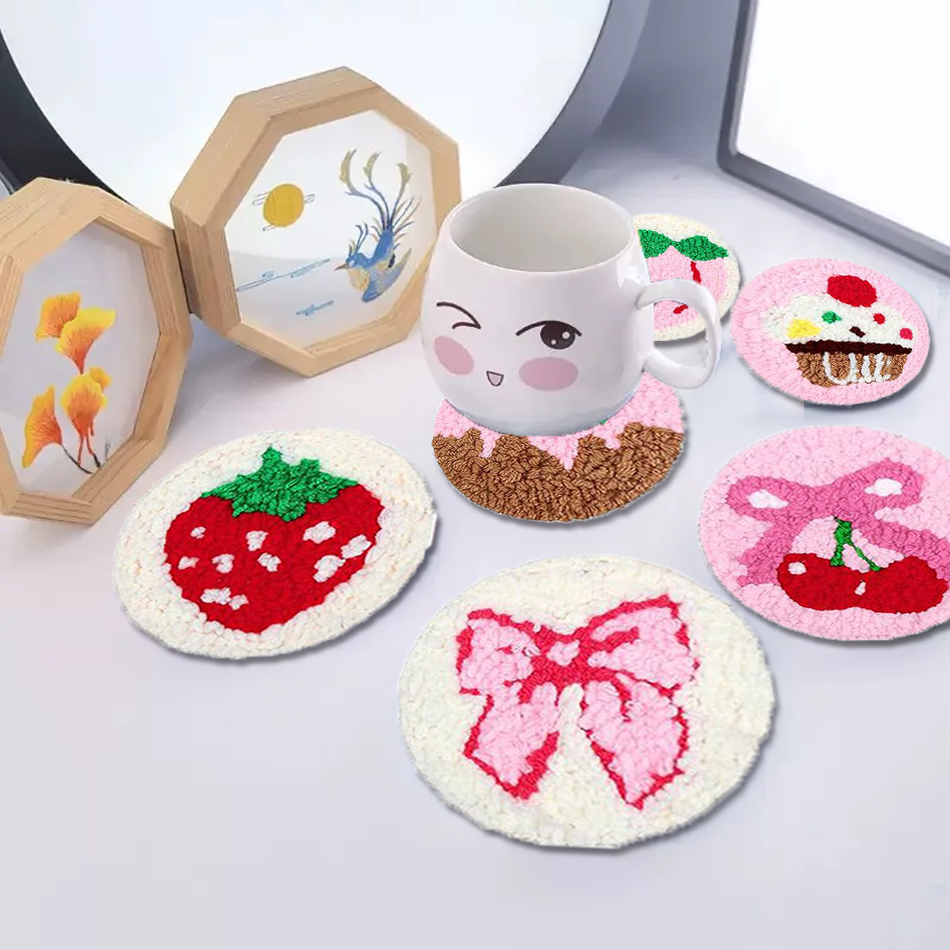 Art Craft Yarn - SDOYUNO 6pcs Punch เข็ม Coaster Kit
