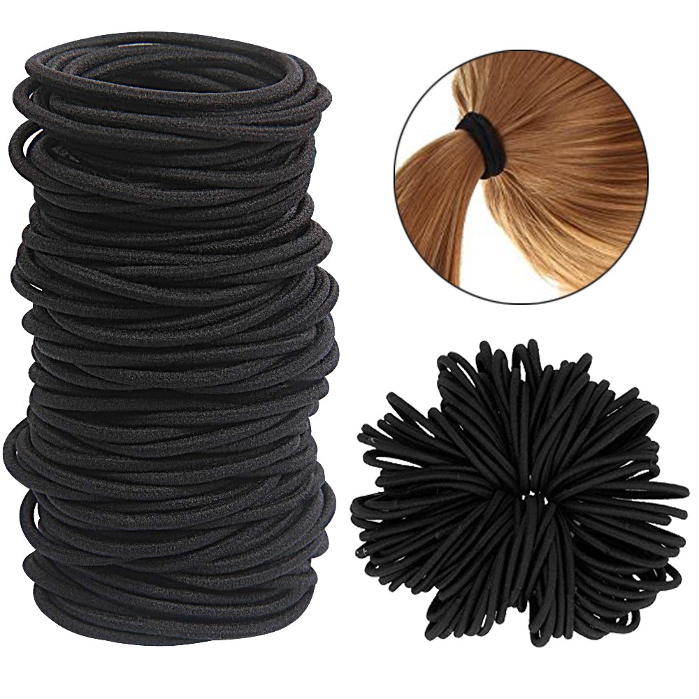 Art And Craft Hair - 10/30/50pcs 4MM สีดําขนาดเล็กผมผูกผมยืดหยุ่นแหวนผู้ถือหางม้าสําหรับ DIY ผู้หญิงหนา CURLY