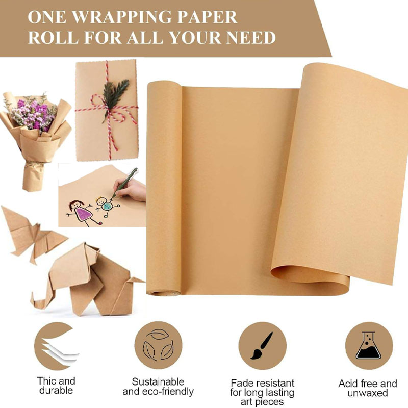 Art Craft Recycled Materials - กระดาษคราฟท์สีน้ำตาล 10 เมตร เหมาะสำหรับห่อของขวัญ ม้วนสำหรับการขนย้าย งานศิลปะ