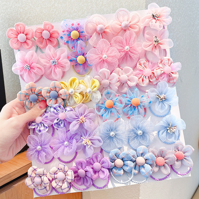 Art And Craft Hair - 10 ชิ้น ที่คาดผมตาข่ายลายดอกไม้สำหรับเด็กที่มีความยืดหยุ่นดี, ที่คาดผมเด็ก, เครื่องประดับศีรษะเจ้าหญิง, ยางรัดผมเด็กผู้หญิงน่ารัก