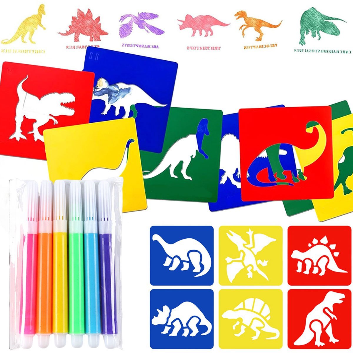 6 ชิ้น ลายฉลุวาดภาพไดโนเสาร์พร - Art Craft Dinosaurs บทวิจารณ์และราคา