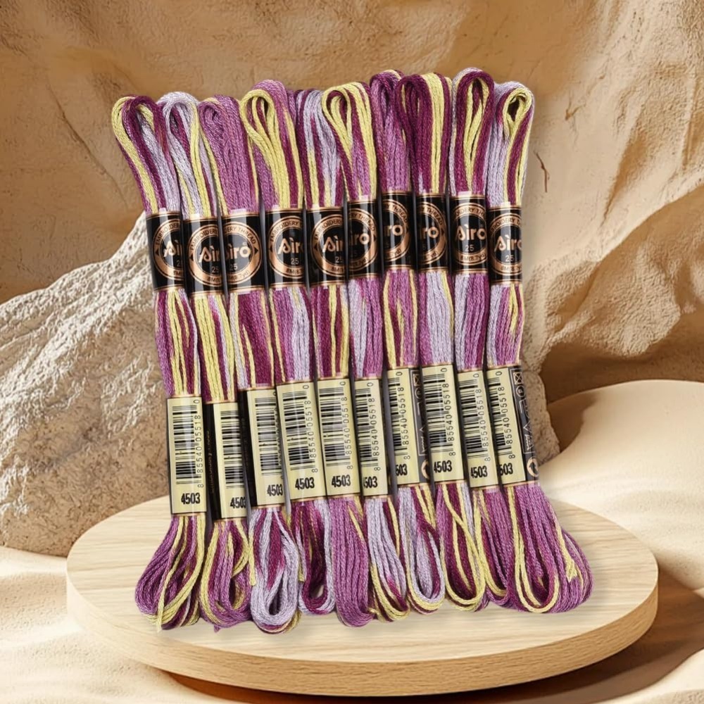 6 Strands สีม่วง Variegated เย - Artwork Craft บทวิจารณ์และราคา