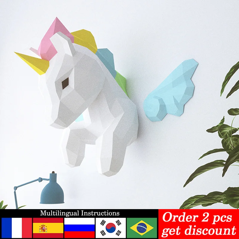 Rainbow Unicorn สัตว์ Wall Dec - Wallpaper Art And Craft บทวิจารณ์และราคา